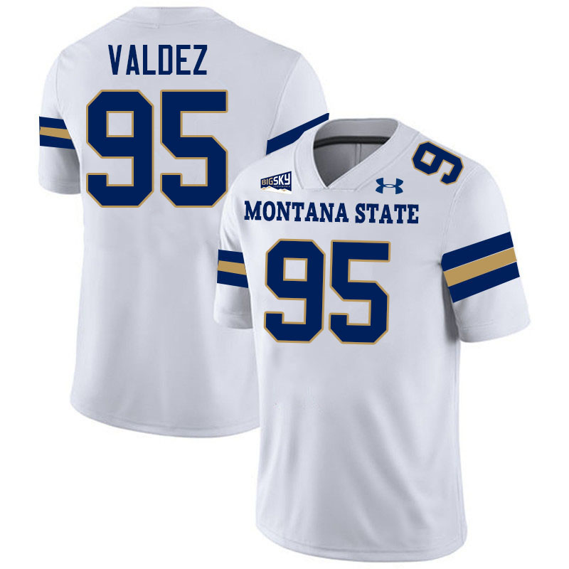 Montana State Bobcats #95 Sebastian Valdez College Football Jerseys,Uniforms Stitched-White